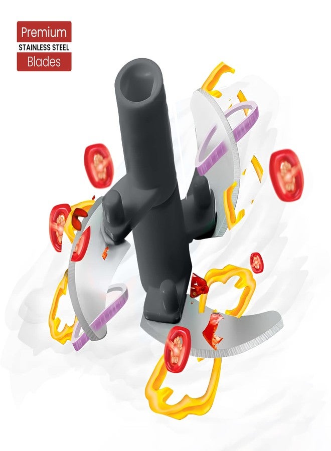 DeoDap Chopper for Kitchen | Vegetable Chopper & Cutter | Onion Chopper | Chopper for Kitchen Use | Hand Chopper for Kitchen | Cutter with 3 Blades for Chopping (Grey 450-ML) - Image 3